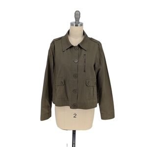 Jack BB Dakota Button Front Jacket Shirt Olive Green Size Small military navy